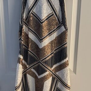 Express Sequin Dress in Black, White, and Gold